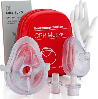PURAHELP Beatmungsmasken Set Erwachsene/Kinder - CPR Erste Hilfe Notfall Schutz