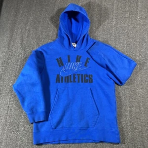 Vintage Y2K Hoodie Youth 10-12 Nike Swoosh Embroidery Spell Out Pullover Blue - Picture 1 of 11