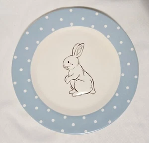 Plato de postre de Pascua Blossoms & Blooms conejito azul lunares vintage - Imagen 1 de 4