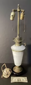 Vintage PAUL HANSON Opaline Milk Glass & Brass Table Lamp - Picture 1 of 9