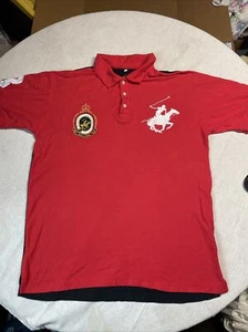 Beverly Hills Polo Club Shirt Embroidered Large Big Logo Pony Red Black - Picture 1 of 10