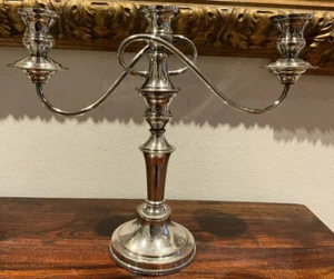 Gorgeous vintage Silver On Copper Nouveau Three-light Candelabra/candle Holder - Picture 1 of 8