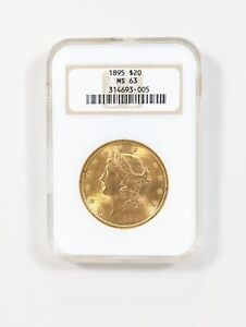 1895 $20 Gold Liberty Double Eagle NGC MS63 Vintage Fatty Holder