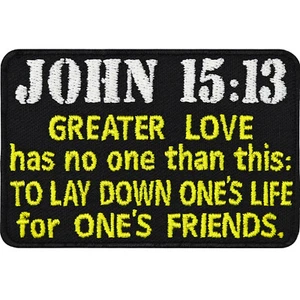Aufnäher Bibel Spruch John 15:13 Aufbügler Army Morale Patch Militär 45x70mm - Bild 1 von 7