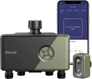 Irrigatore WiFi Timer Irrigazione Esterno Acqua Giardino Sensore Pioggia Auto 4 Prese - Foto 1 di 7