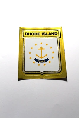 1972 VINTAGE GULF OIL RHODE ISLAND STATE FLAG TRAVEL STICKER DECAL WITH HISTORY - Image 1 of 2