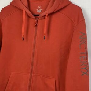 Arcteryx Hoodie Full Zip Men’s Medium Sweatshirt Jacket Red Logo Cotton