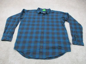 Patagonia Long Sleeved Pima Cotton Shirt Men XL Flannel Blue Casual Button Up - Foto 1 di 11