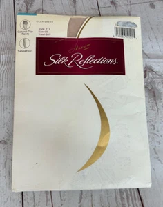 Hanes Silk Reflections Sandal foot Beige style 717 Size C-D Silky Sheer - Picture 1 of 8