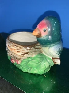 Bird Planter Figurine Made in Japan Ceramic Porcelain Parrot Vintage - Picture 1 of 11