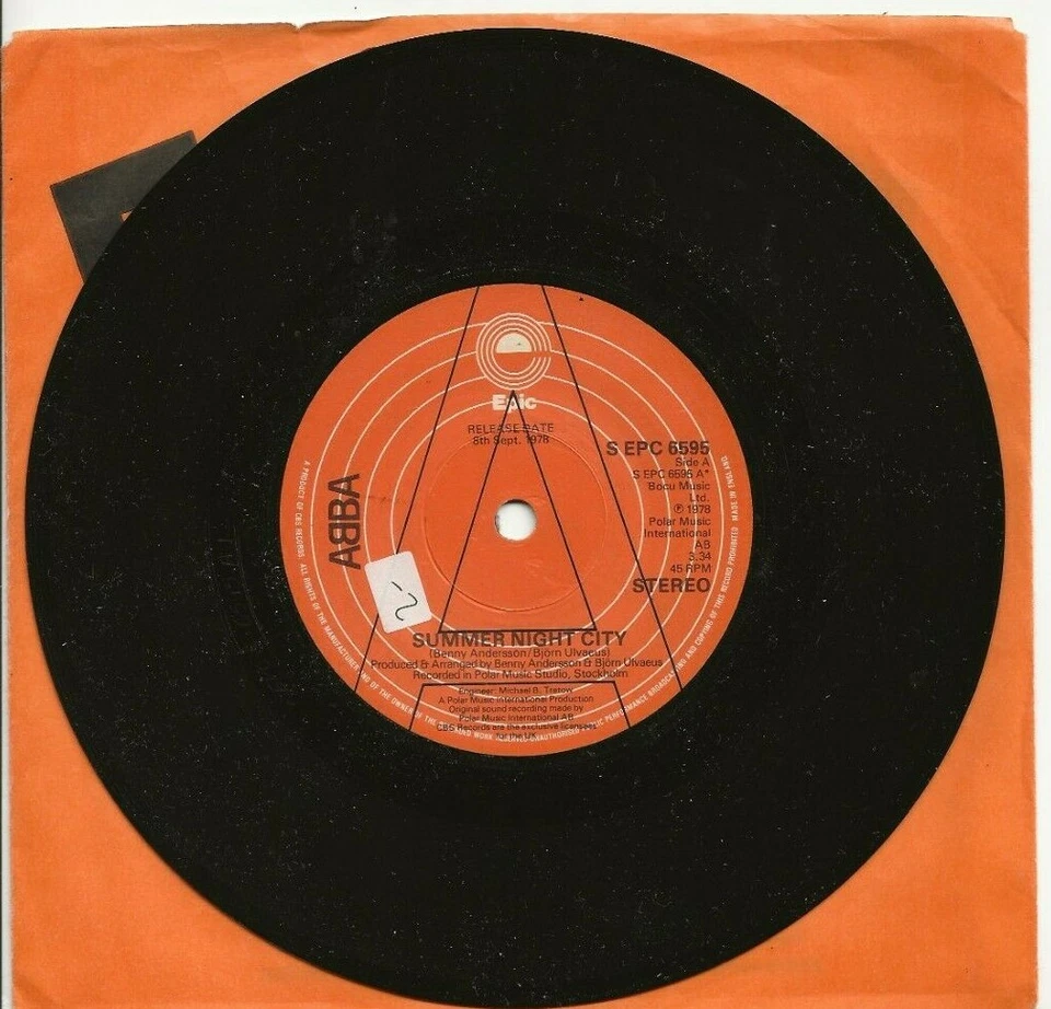 ABBA SUMMER NIGHT CITY VERY RARE UK PROMO SINGLE FROM 1978 - Image 1 of 1