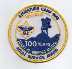 Heart of Virginia 100th Anniv BSA Series, Adventure Camp Adult Service Patch - Picture 1 of 1