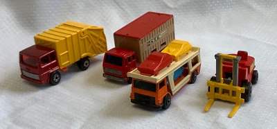Vtg 1970s Matchbox Superfast Car Lot 1:43 Fork Lift Refuse Truck Car Transporter - Image 1 of 4