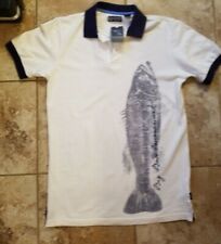 Nwt Chaps Polo Size Small Fishing Big Bass Tournament Shirt White Blue