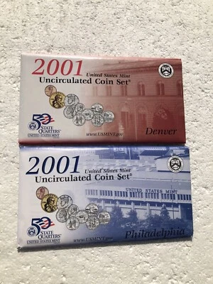 2001 US Mint P&D Uncirculated Coin Set With Envelopes & COAs (20 Coin Set) OGP - Image 1 of 4