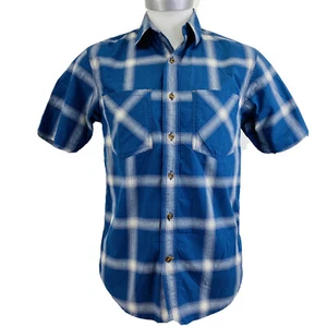 Carhartt Relaxed Fit Men’s Sz S Blue Plaid Work Shirt Short Sleeve Button     U7 - Picture 1 of 10