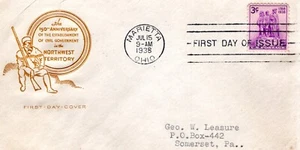 1938 #837 NORTHWEST TERRITORY FDC W/ HOUSE OF FARNAM CACHET TO SOMERSET PA - Picture 1 of 1