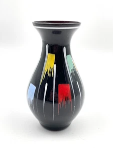 Schöne VEB Kunstglas Arnstadt Vase schwarze Glasvase ca 13,5cm wohl um 1960 - Picture 1 of 7