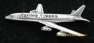 FLYING TIGERS DC-8 PEWTER LAPEL HAT PIN UP B-747 PILOT CREW CARGO TIE TAC - Picture 1 of 24