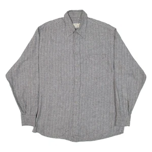 LINEA UOMO Mens Flannel Shirt Grey Striped Long Sleeve L - Picture 1 of 6