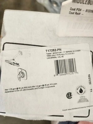 Delta T17252-PN Tesla 17 Series H2Okinetic Shower Trim, Polished Nickel:DAL - Image 1 of 3