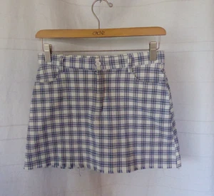 Brandy Melville Skirt Womens One Size Mini Blue Plaid John Galt Short Ladies 13" - Picture 1 of 9