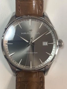 Hamilton Jazzmaster Men's Quartz Round Silver W39mm Swiss Made Analog Leather - Picture 1 of 24