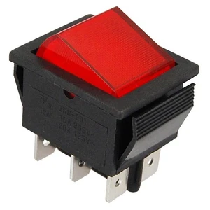 Interruptor basculante interruptor rojo interruptor de montaje 2 polos encendido/apagado interruptor basculante 250V 15A - Imagen 1 de 2