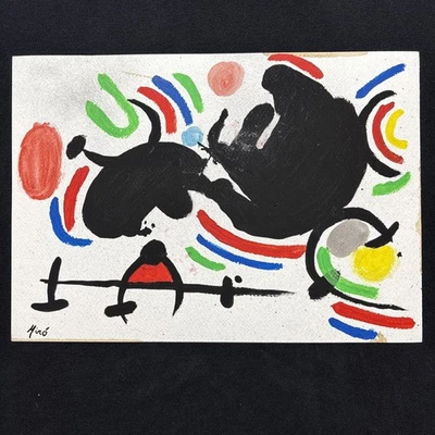 JOAN MIRO desenho em papel antigo assinado carimbado vintage - Imagem 1 de 2