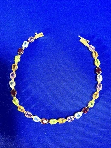 Stunning Multigem 14k Bracelet Yellow Gold. 6.4 Grams - Picture 1 of 5