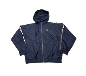 Vtg. Adidas True To The Sport Blue Jacket Windbreaker Hideaway Hood Men's Large - Picture 1 of 11