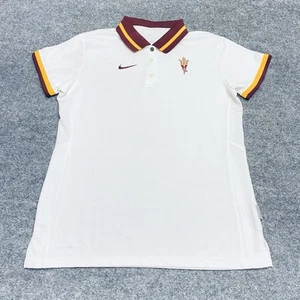 Nike Dri-Fit Polo Women's Large Arizona State Sun Devils Golf White Red - Picture 1 of 16