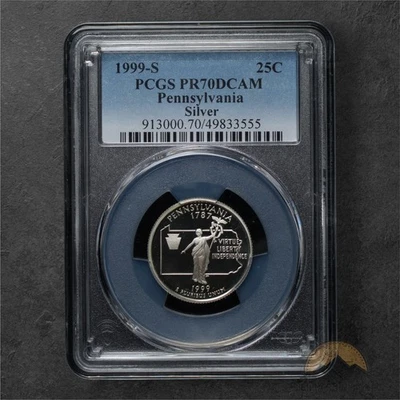 1999-S Proof  Silver Pennsylvania State Quarter 25C - NGC PF70 UCAM - Image 1 of 2