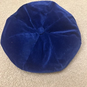 Vintage Rare Kangol Blue Velvet Beret Button Top Unisex Made In England Gorgeous - Picture 1 of 6
