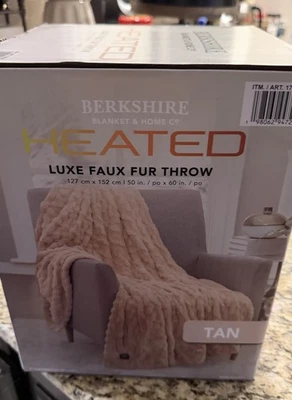Manta Berkshire Calefacción Lujo Imitación Piel Tiro 50" x 60" Bronceado Lavable a Máquina Nueva Foto 1 de 4