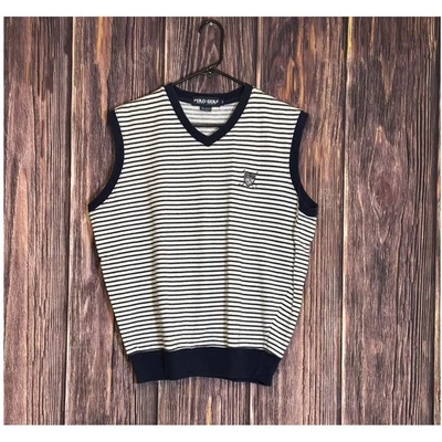 Chaleco Suéter Vintage Polo Golf Ralph Lauren Para Mujer S Rayas Sin Mangas Golf Foto 1 de 4