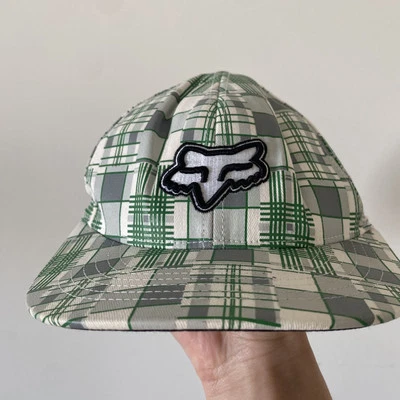 Gorra FOX RACING FlexFit L/XL pico plano gorra plana verde/gris/blanco a cuadros grande extra Foto 1 de 4