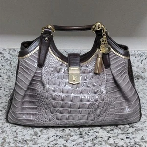 Brahmin Elisa Satchel Hobo Melbourne Leather Crocodile Embossed Handbag Purse - Picture 1 of 8