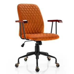 Giantex Swivel Computer Desk Chair Retro Mid-Back Rolling Task Chair Home Office - Picture 1 of 17