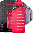Motivational Water Bottle with Straw & Handle, Half Gallon Water Bottle 64 Oz/2.