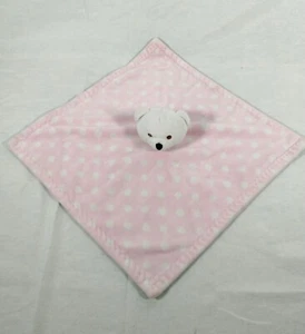 Bean Sprout Pink Teddy Bear Polka Dot Baby Lovey Security Blanket 13.5x13.5 - Picture 1 of 4