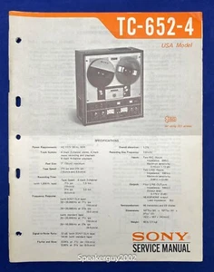 Original Sony TC-654-4 Reel to Reel Service Manual - Picture 1 of 1