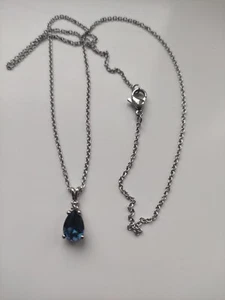 AAAAA Montana Blue Crystal & Topaz 925 Sterling Silver Pendant & 20" FREE Chain - Picture 1 of 6