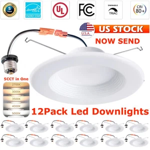 LED Recessed Downlight 6 Inch, Dimmable Trim Can Lights, Baffle Trim,ETL,12 Pack - Picture 1 of 18