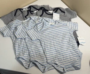 KISSY KISSY ONE PIECE BODYSUIT 6-9 MONTHS BLUE WHITE 100% COTTON LOT OF 6 NWT - Picture 1 of 8