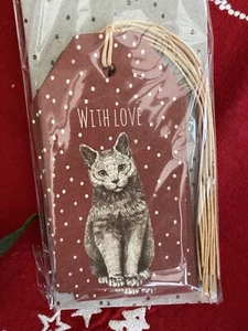 East of India 6 cat and snowflakes Christmas gift tags "With love" new - Picture 1 of 2