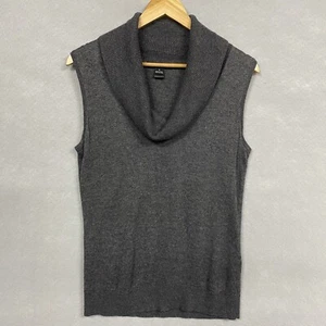 Women's Sleeveless Sweater M Gray Cowl Neck Silk Wool Blend August Silk Basic - Picture 1 of 10