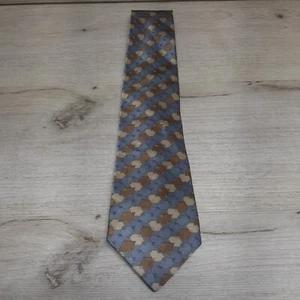 DKNY Herren Seidenkrawatte blau gelb Muster Designer Krawatte 59"  - Bild 1 von 13