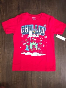 Peanuts Snoopy Christmas CHILLIN T Shirt Boys Girls Size XS S M L XL XXL 4-18 - Picture 1 of 5