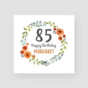 Personalised Handmade 85th Birthday Card Mum Nan Sister Friend Floral Wreath - Picture 1 of 4